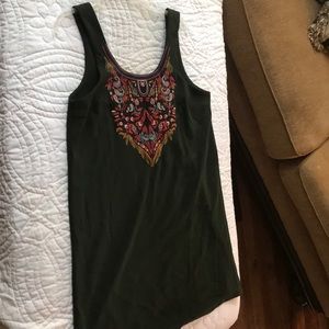 Olive green dress with embroidery. Size L